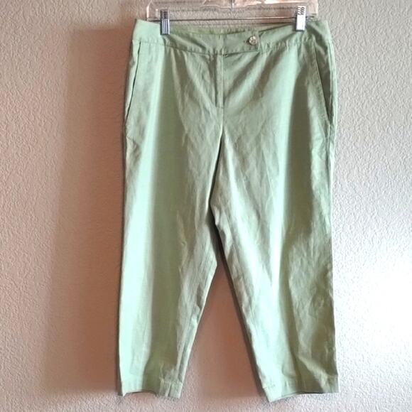 Tommy Bahama NEW Cotton Stretch Pastel Green Pocketed  Cropped Capri Pants 10 - Picture 1 of 12